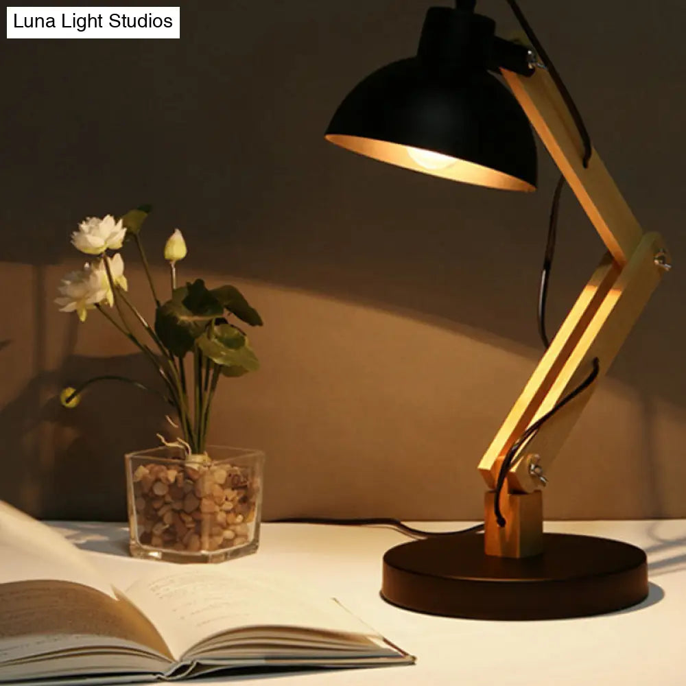 Modern 1-Head Task Reading Light In White/Black With Metal Shade