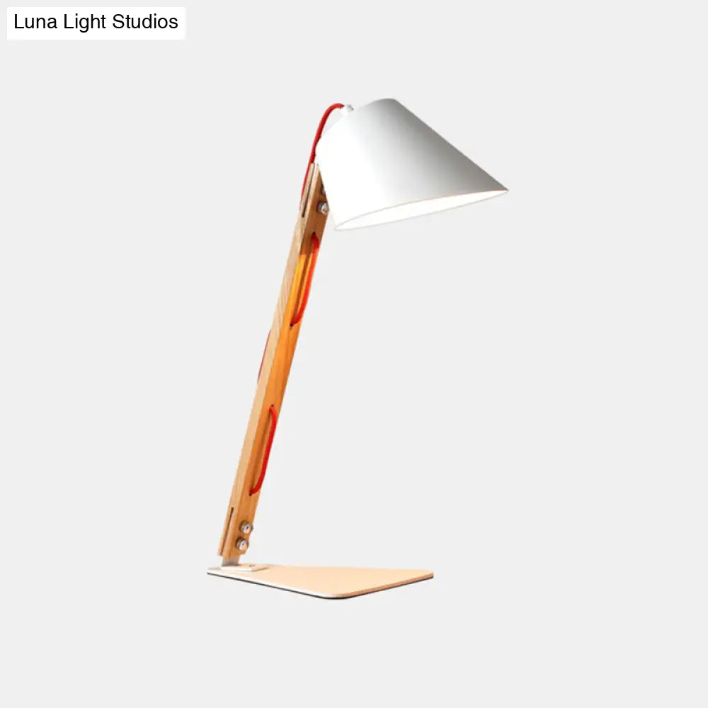 Modern 1-Light Bedside Lamp: White Metal Shade & Flared Design For Reading