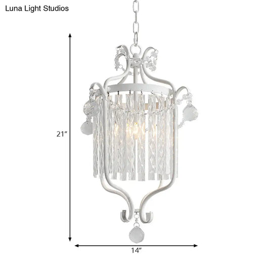 Modern 1 Light Ceiling Pendant - Black/White Bird Cage Design With Crystal Shade