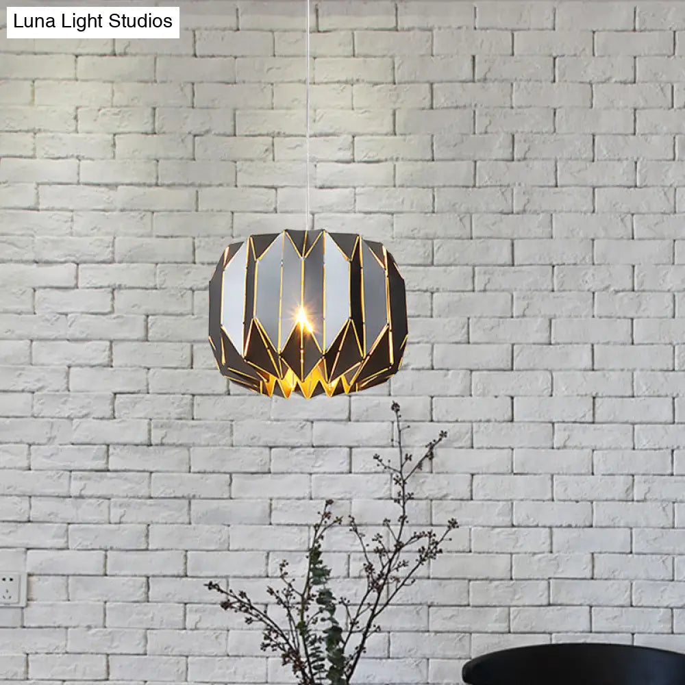 Modern 1-Light Ceiling Pendant With Sleek Silver/Black Metal Shade - Stylish Hanging Lamp Kit