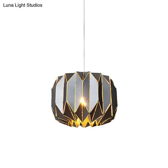 Modern 1-Light Ceiling Pendant With Sleek Silver/Black Metal Shade - Stylish Hanging Lamp Kit