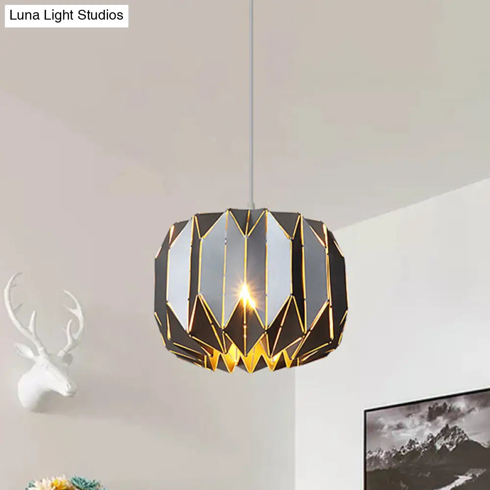 Modern 1-Light Ceiling Pendant With Sleek Silver/Black Metal Shade - Stylish Hanging Lamp Kit