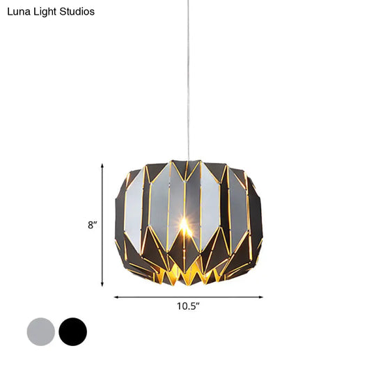 Modern 1-Light Ceiling Pendant With Sleek Silver/Black Metal Shade - Stylish Hanging Lamp Kit