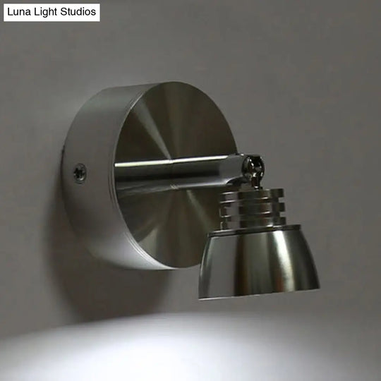 Modern 1-Light Chrome Corridor Wall Sconce With Dome Metal Shade In Warm/White Light