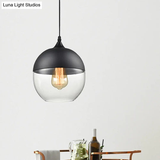 Modern 1-Light Glass Suspension Pendant In White/Black - 5/7/8 Wide Drum/Cylinder/Jar Clear/Yellow