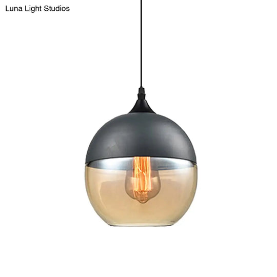 Modern 1-Light Glass Suspension Pendant In White/Black - 5/7/8 Wide Drum/Cylinder/Jar Clear/Yellow