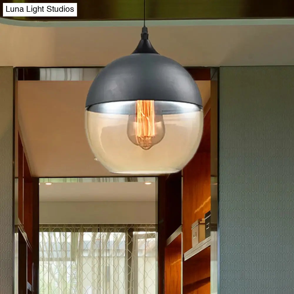 Modern 1-Light Drum/Cylinder/Jar Suspension Pendant – Clear/Yellow Glass White/Black Fixture