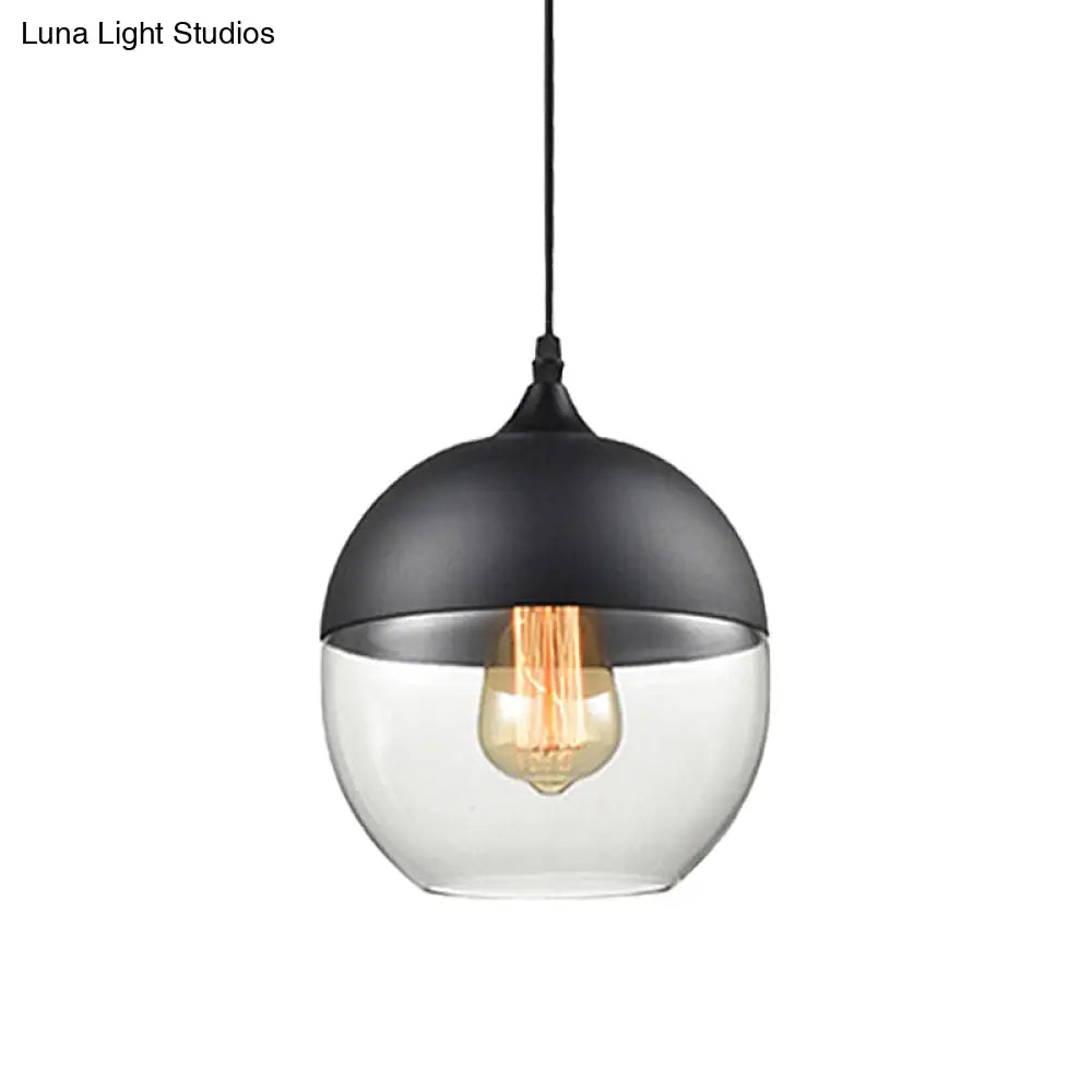 Modern 1-Light Glass Suspension Pendant In White/Black - 5/7/8 Wide Drum/Cylinder/Jar Clear/Yellow