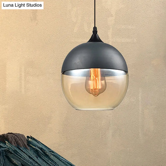 Modern 1-Light Glass Suspension Pendant In White/Black - 5/7/8 Wide Drum/Cylinder/Jar Clear/Yellow