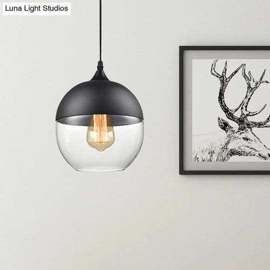 Modern 1-Light Drum/Cylinder/Jar Suspension Pendant – Clear/Yellow Glass White/Black Fixture