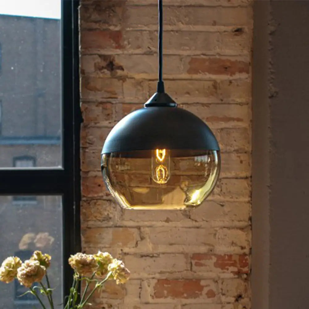 Modern 1-Light Drum/Cylinder/Jar Suspension Pendant – Clear/Yellow Glass White/Black Fixture