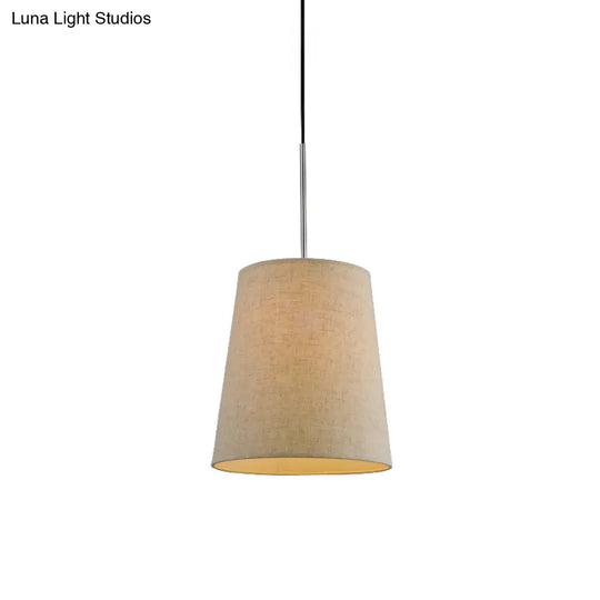 Modern 1-Light Flaxen Drop Pendant With Fabric Lamp Shade - Minimalist Design