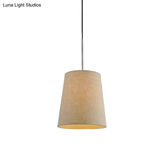 Flaxen Fabric Drop Pendant Light: Minimalist Tapered Design With 1-Light And Shade