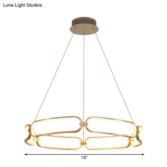 Modern 1-Light Gold Led Ceiling Pendant Light: Bracelet Metal Chandelier Lamp In White/Warm Light