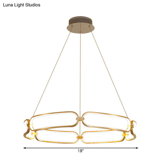 Modern Gold Metal Chandelier Bracelet Lamp With Led Ceiling Pendant Light In White/Warm - 1