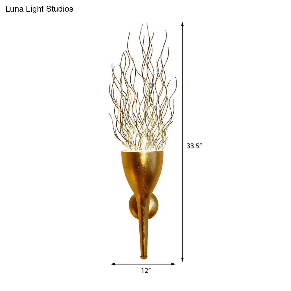 Modern 1-Light Gold Torch Wall Sconce For Stairway Lighting