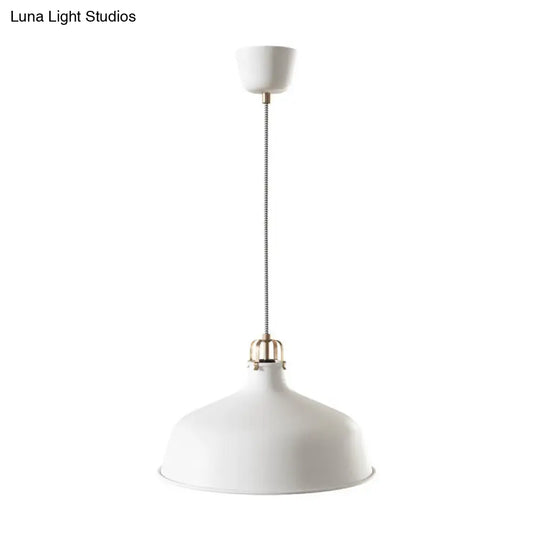 Modern 1-Light Metallic Pendant Lamp With Black/White Barn Shade - Stylish Dining Room Hanging