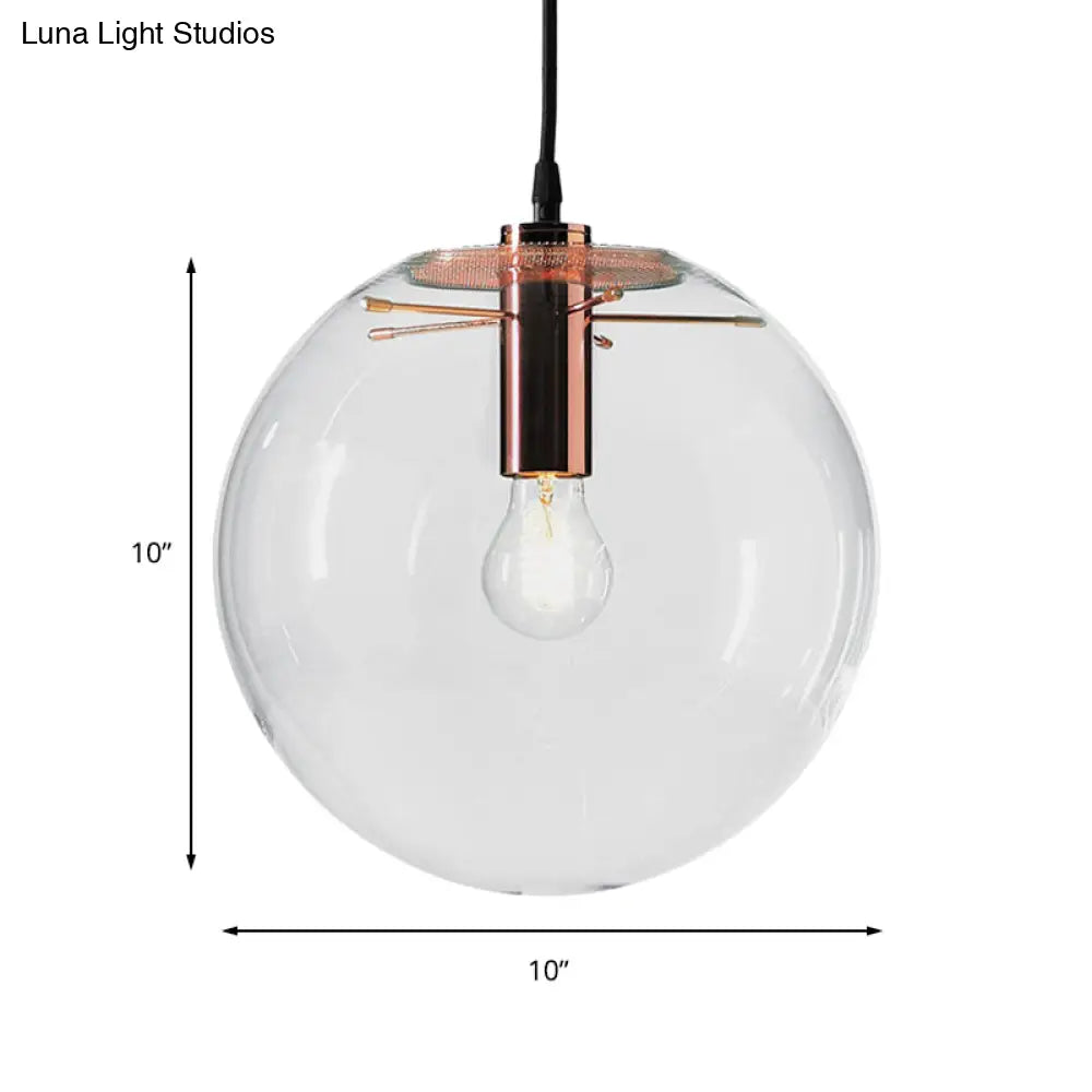 Modern 1-Light Round Pendant Light With Clear Glass And 6’/8’/12’ Wide Hanging Lamp In Rose Gold