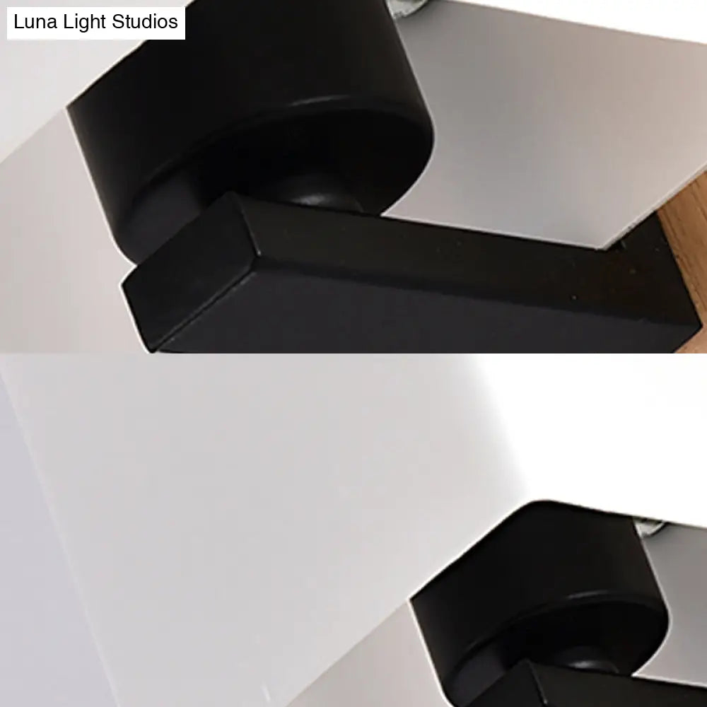 Modern 1-Light White Shade Sconce With Black Base Milk Glass Wall For Living Room