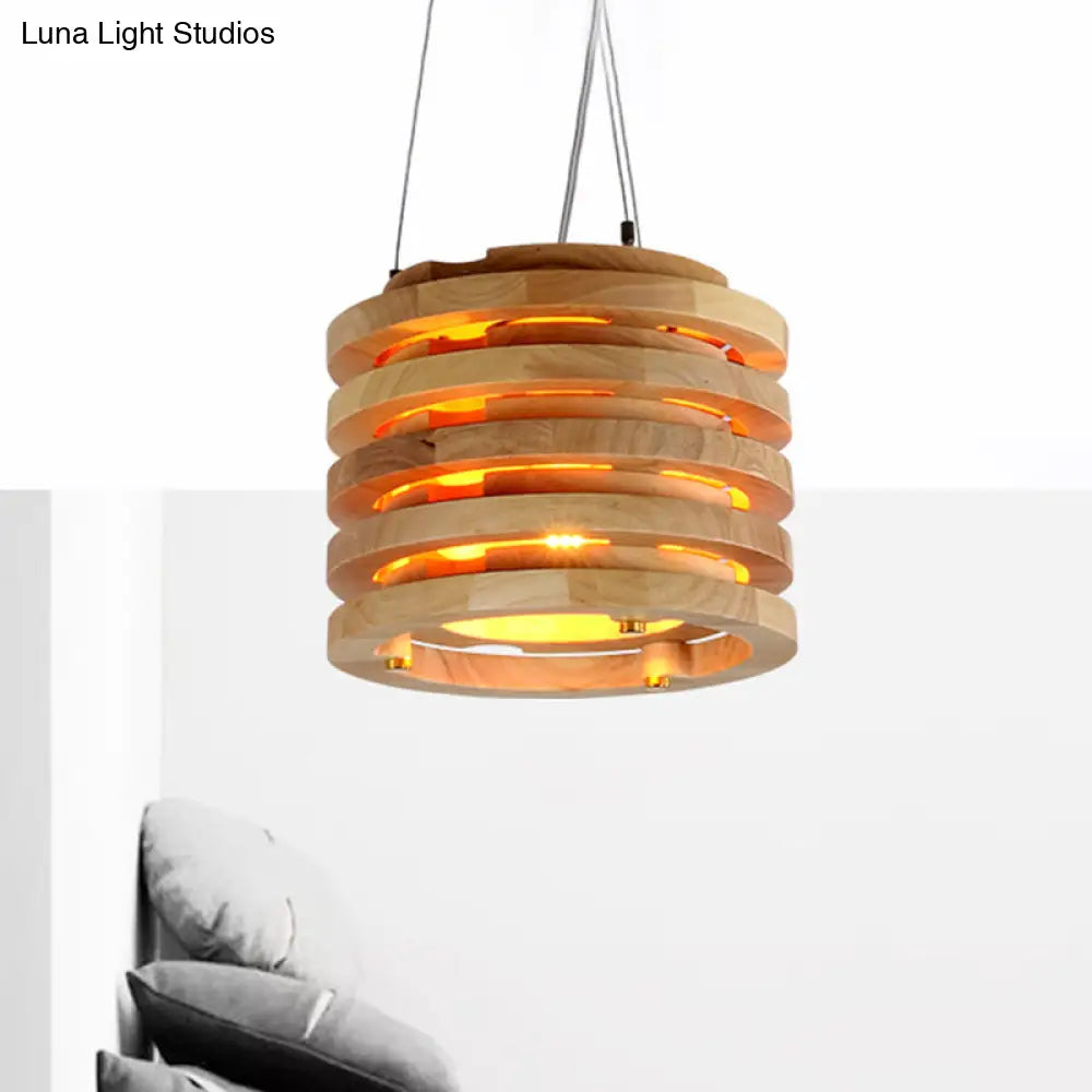 Modern 10’’/16’’ Wide Wooden Hanging Light Pendant In Natural Wood For Living Room