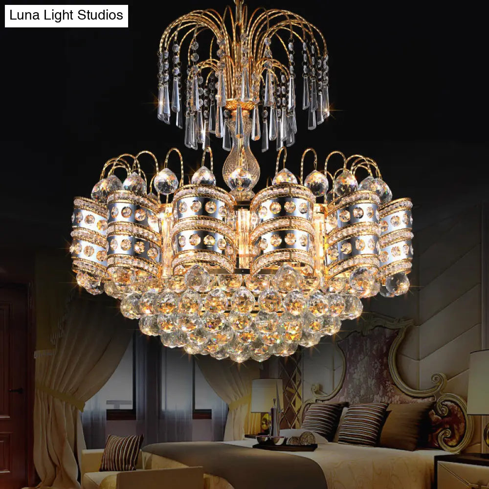 Modern Crystal Dome Ceiling Light: Elegant Gold Chandelier With 10 Lights For Bedroom