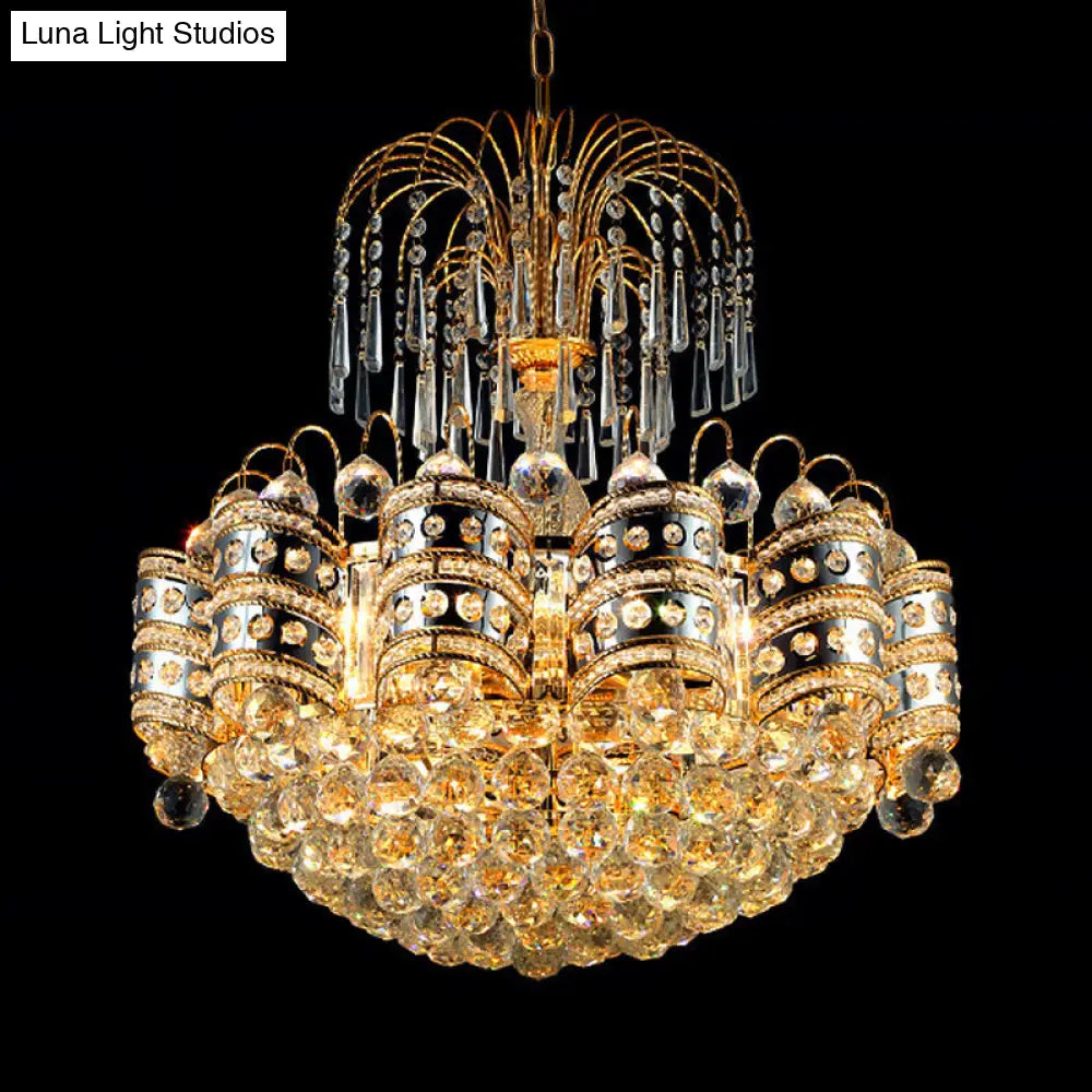 Modern Crystal Dome Ceiling Light: Elegant Gold Chandelier With 10 Lights For Bedroom