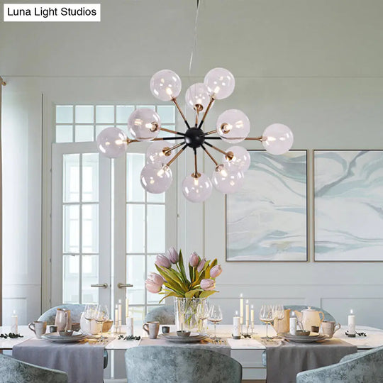 Simple Style Clear Glass Sputnik Chandelier - 12 Light Ceiling Pendant For Living Room