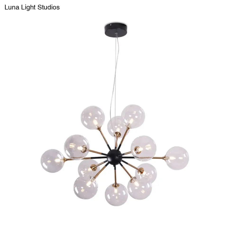 Simple Style Clear Glass Sputnik Chandelier - 12 Light Ceiling Pendant For Living Room