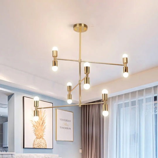 Modern 12-Light Tiered Metal Ceiling Light: Black/Gold Chandelier For Living Room Gold