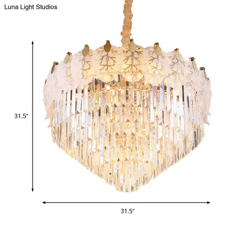 Modern 14-Light Led Crystal Chandelier For Living Room - Clear And Stylish Ceiling Lamp