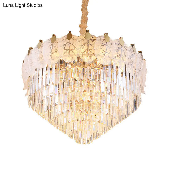 Modern 14-Light Led Crystal Chandelier For Living Room - Clear And Stylish Ceiling Lamp