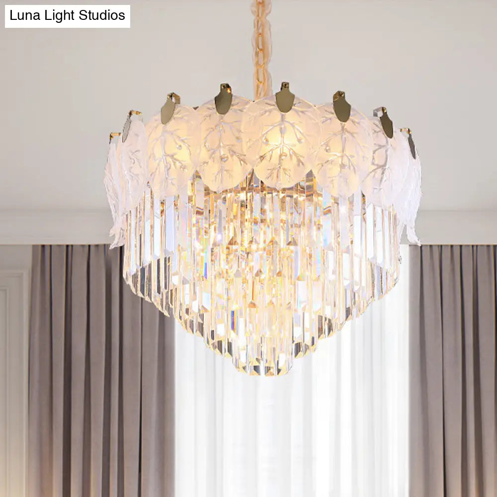 Modern Led Crystal Chandelier | 14 Lights Tiered Hanging Living Room Ceiling Lamp Clear