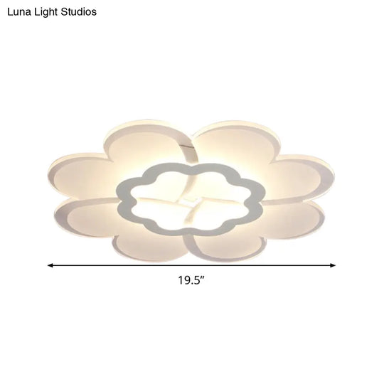 Modern 16/19.5 White Led Flower Flush Mount Ceiling Lamp With 3 Light Color Options