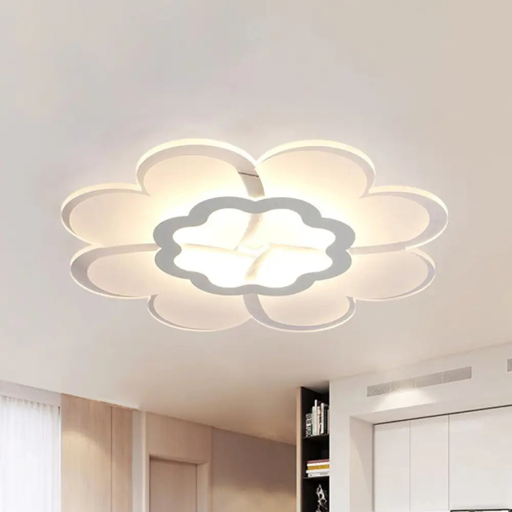 Modern 16’/19.5’ White Led Flower Flush Mount Ceiling Lamp With 3 Light Color Options / 16’