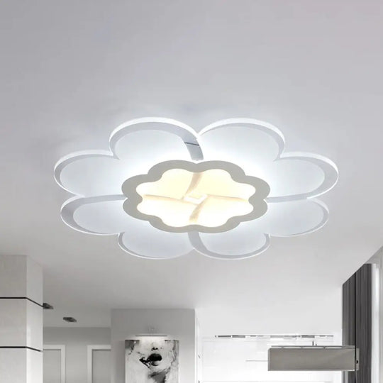 Modern 16’/19.5’ White Led Flower Flush Mount Ceiling Lamp With 3 Light Color Options / 16’