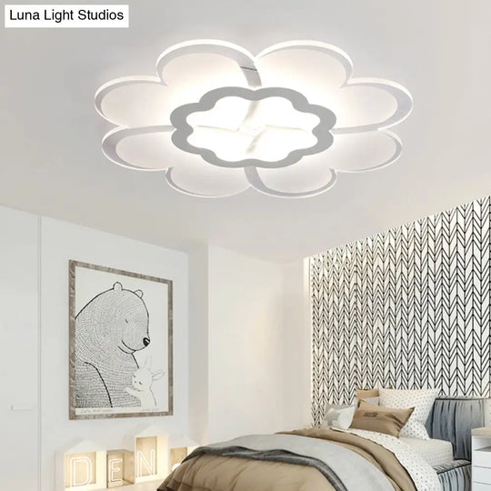 Modern 16’/19.5’ White Led Flower Flush Mount Ceiling Lamp With 3 Light Color Options