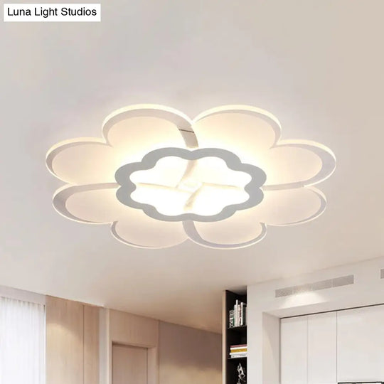 Modern 16/19.5 White Led Flower Flush Mount Ceiling Lamp With 3 Light Color Options / 16