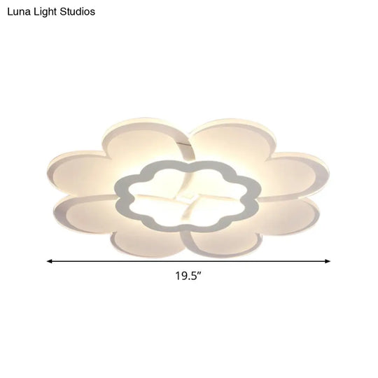 Modern 16’/19.5’ White Led Flower Flush Mount Ceiling Lamp With 3 Light Color Options