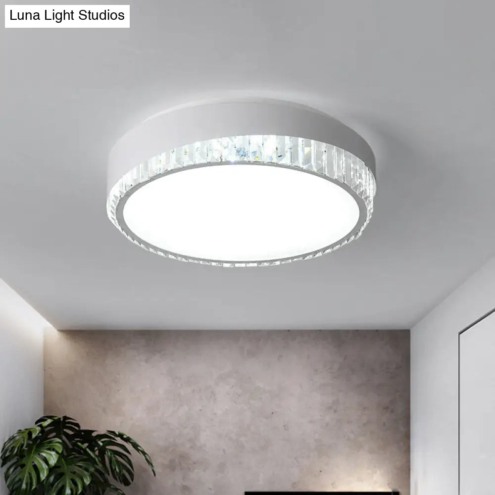 Modern 16.5/20.5 Wide Round Flush Mount Lighting With Crystal Accent For Bedroom