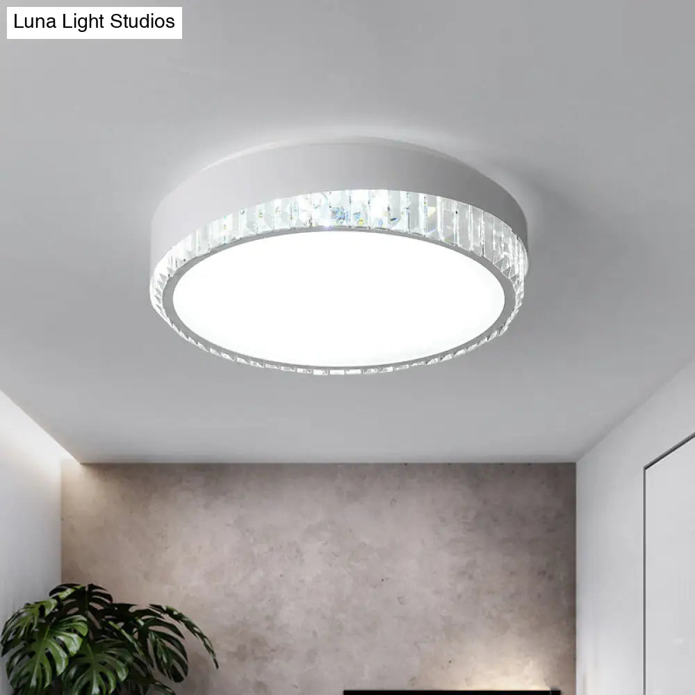 Modern 16.5’/20.5’ Wide Round Flush Mount Lighting With Crystal Accent For Bedroom