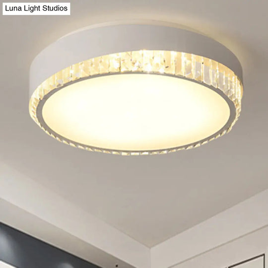 Modern 16.5/20.5 Wide Round Flush Mount Lighting With Crystal Accent For Bedroom White / 16.5 Warm