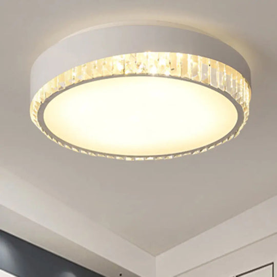 Modern 16.5’/20.5’ Wide Round Flush Mount Lighting With Crystal Accent For Bedroom White /