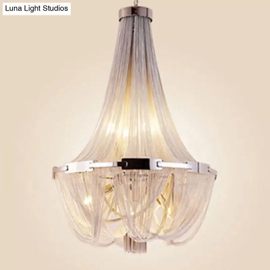 Sleek 16-Bulb Hanging Chandelier Pendant - Simple Aluminum Shade Down Lighting