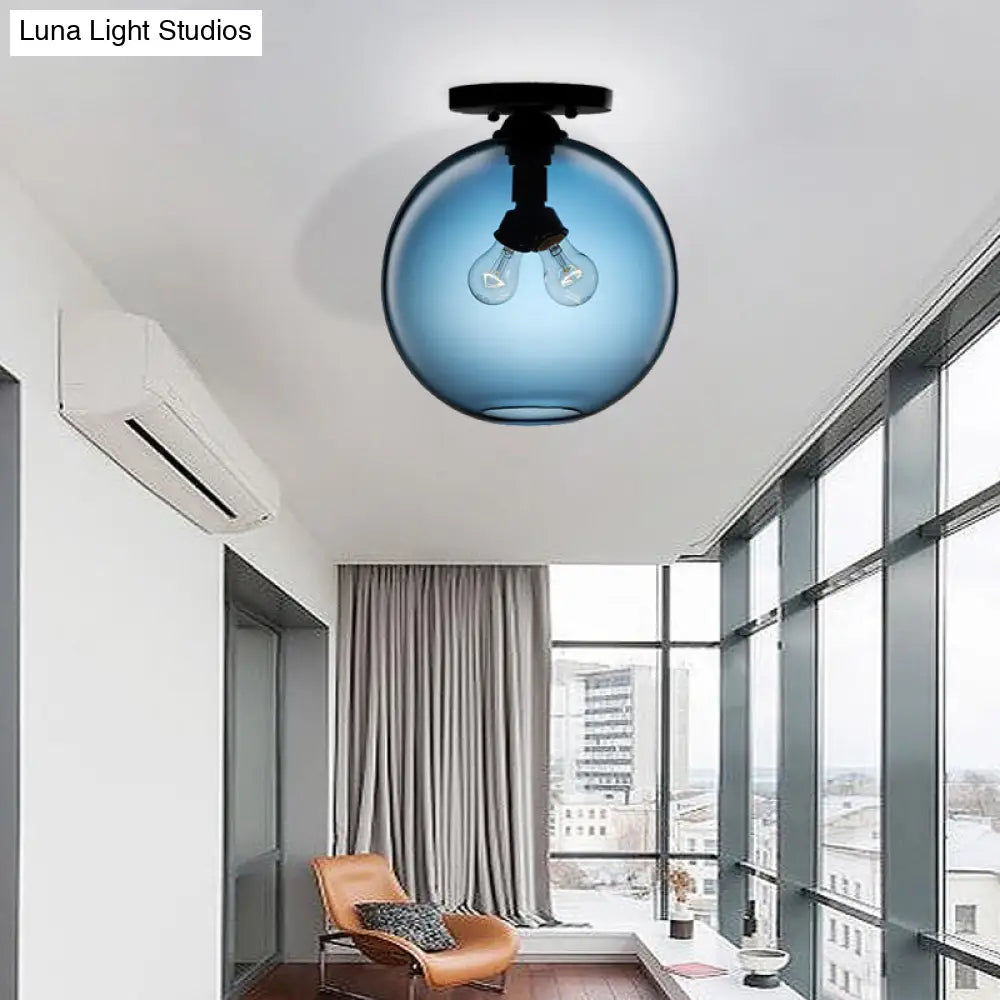 Modern 2-Head Flushmount Ceiling Lamp With Colorful Glass Shades - Global Mounted Light

Or

Global