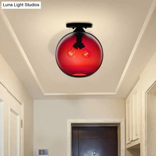 Modern 2-Head Flushmount Ceiling Lamp With Colorful Glass Shades - Global Mounted Light

Or

Global