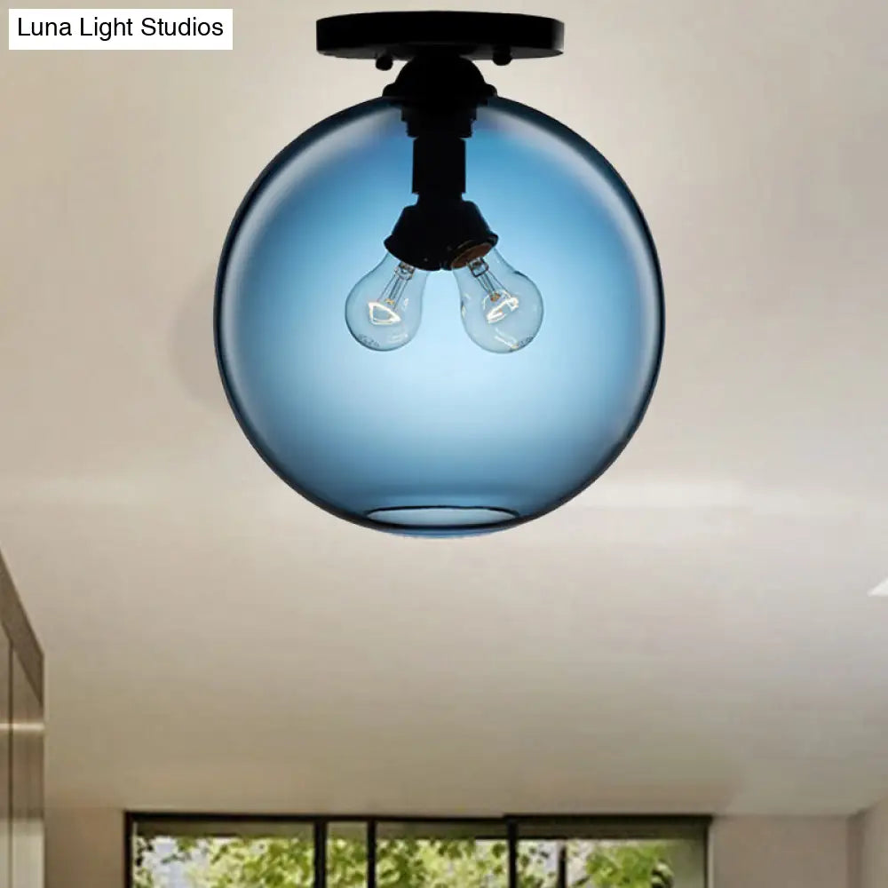 Modern 2-Head Flushmount Ceiling Lamp With Colorful Glass Shades - Global Mounted Light

Or

Global