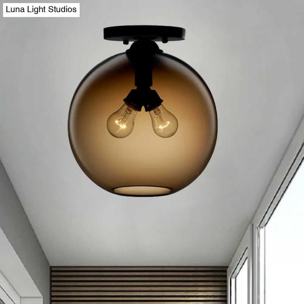 Modern 2 - Head Flushmount Ceiling Lamp With Colorful Glass Shades - Global Mounted Light’ Or