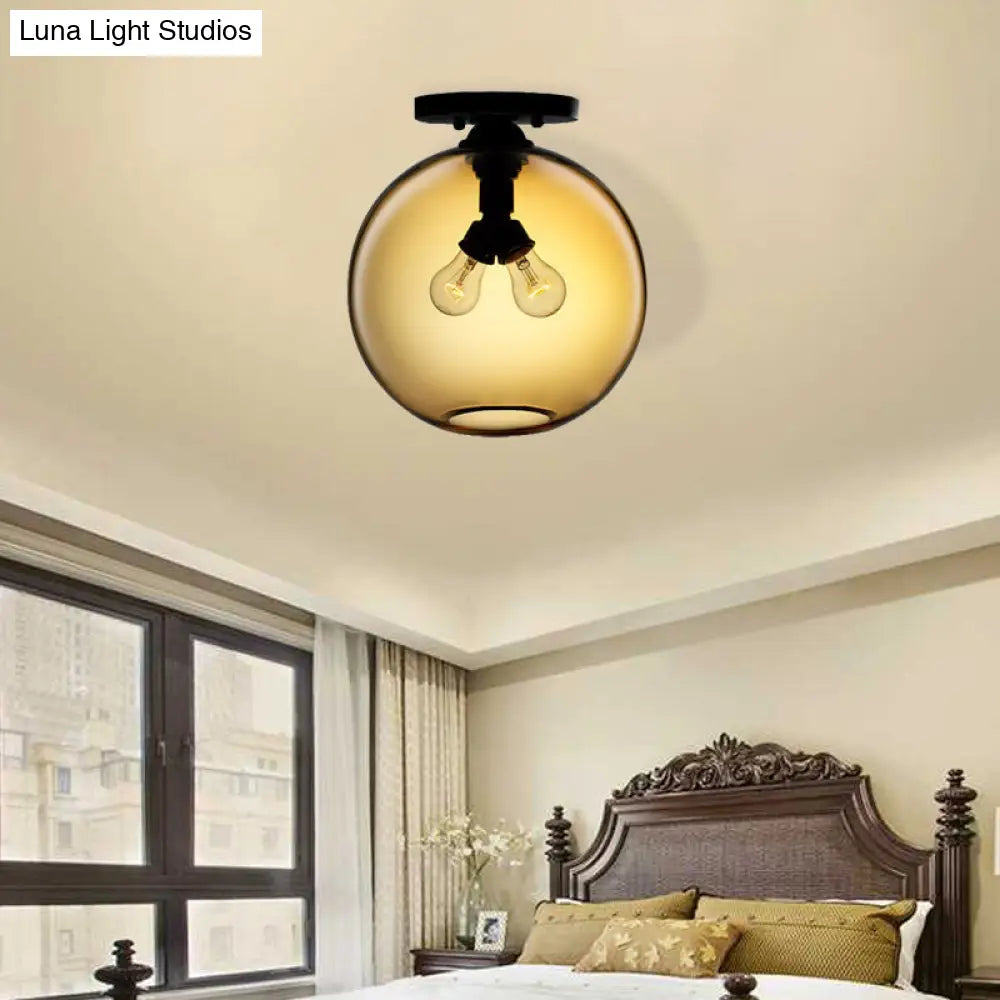 Modern 2-Head Flushmount Ceiling Lamp With Colorful Glass Shades - Global Mounted Light

Or

Global