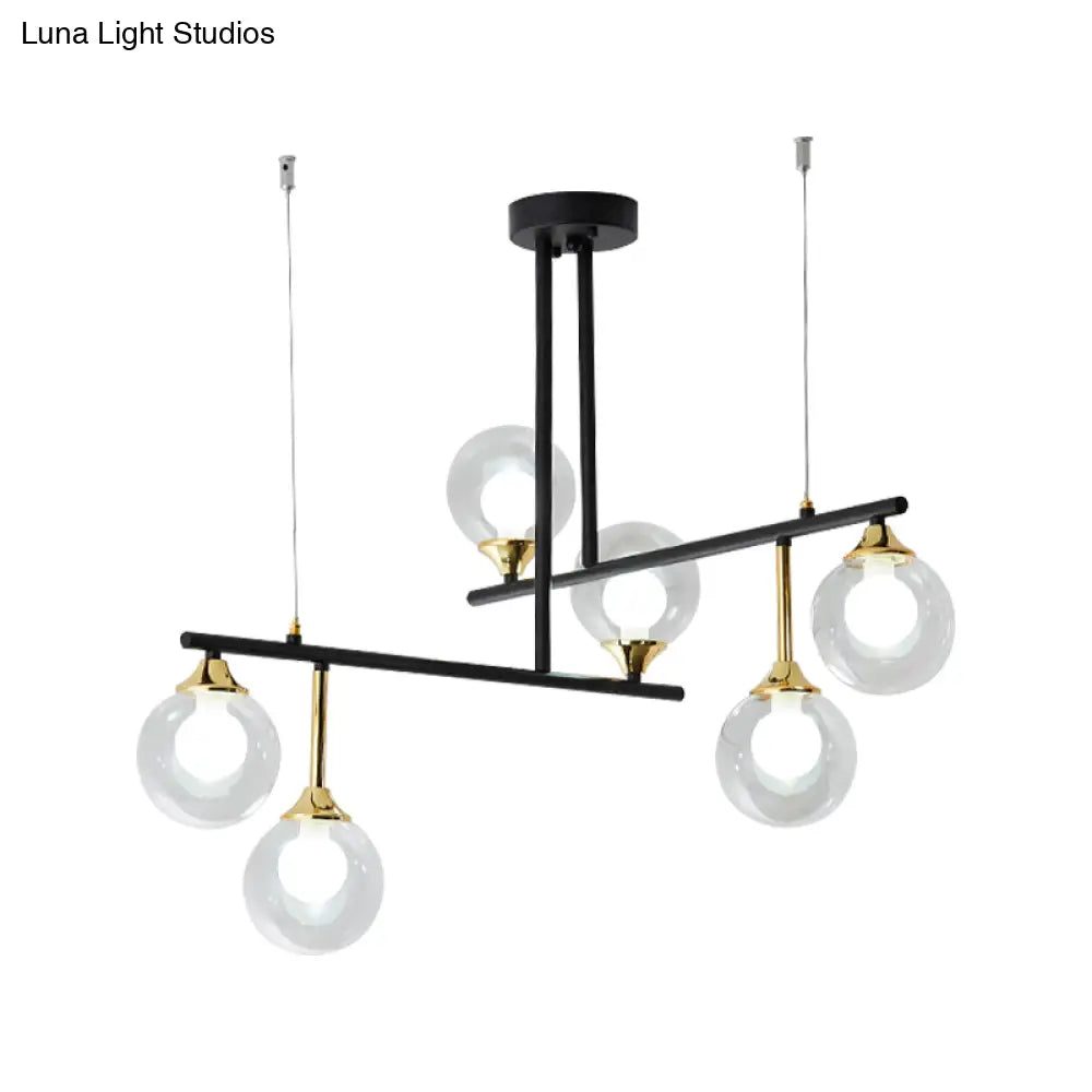 Modern 2-Tier Black Chandelier For Meeting Room Or Office - Stylish Metallic Hanging Light