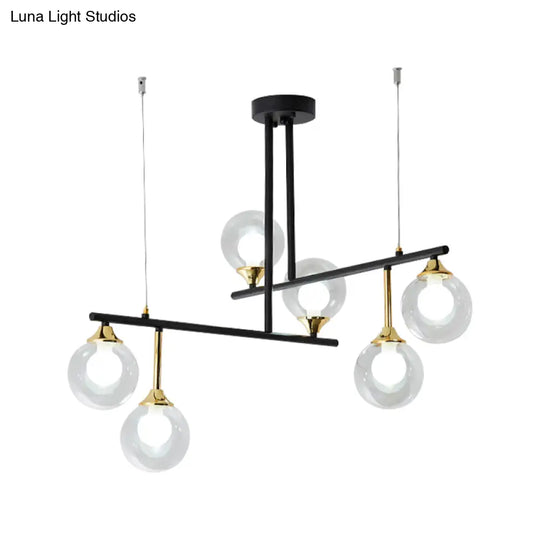 Modern 2-Tier Black Chandelier For Meeting Room Or Office - Stylish Metallic Hanging Light